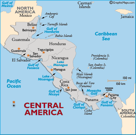 central america region elevation printable map. need 8in. x 11in. maps for 